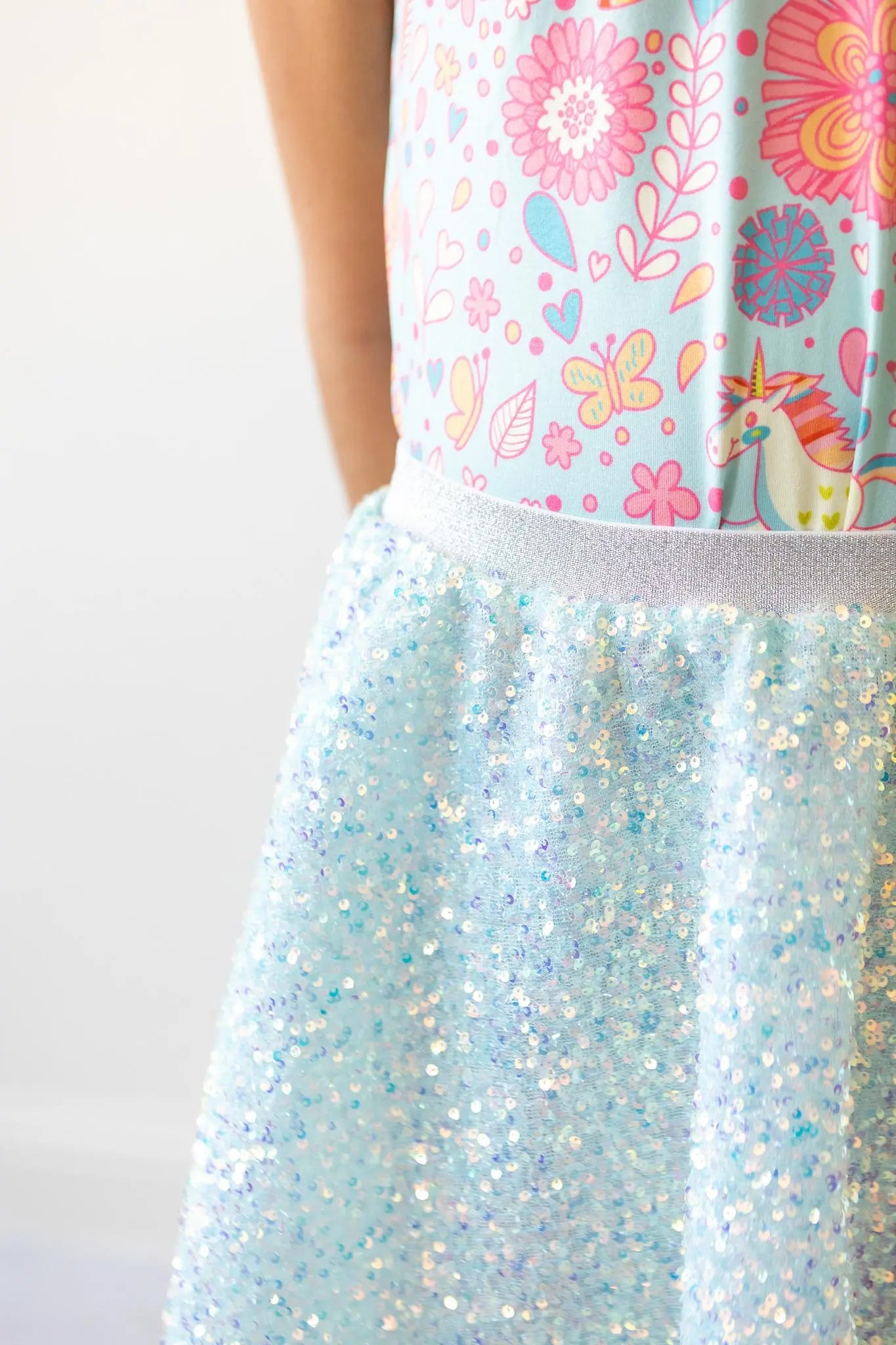Aqua Sequin Twirl Skort With Attached Shorts Mila And Rose Mila & Rose ® Everetts Place: Online Boutique