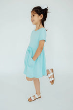 Aqua Short Sleeve Pocket Twirl Dress For Toddlers Daywear Mila & Rose ® Everetts Place: Online Boutique