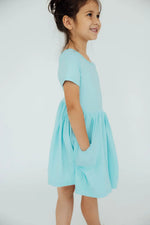 Aqua Short Sleeve Pocket Twirl Dress For Toddlers Daywear Mila & Rose ® Everetts Place: Online Boutique