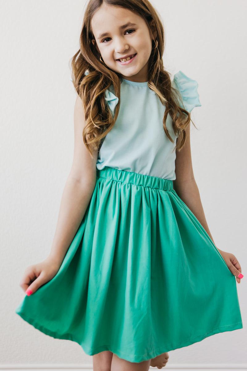 Mila & Rose ® Aqua Short Sleeve Ruffle Tee For Girls Mila And Rose - Everetts Place Boutique - 