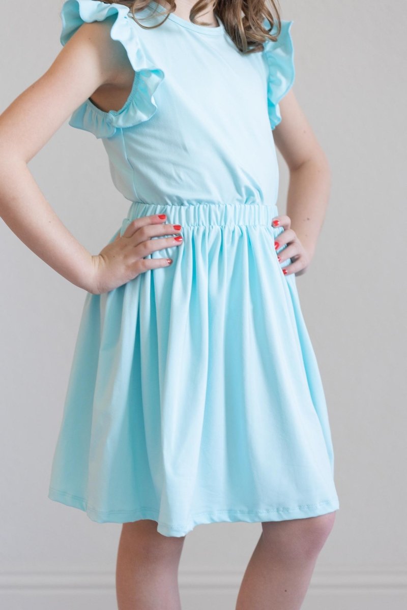 Mila & Rose ® Aqua Short Sleeve Ruffle Tee For Girls Mila And Rose - Everetts Place Boutique - 