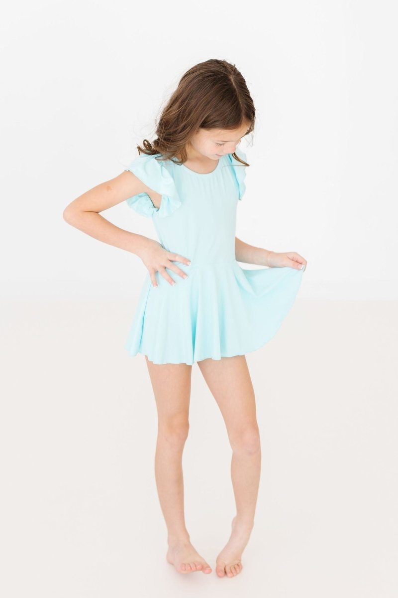 Mila & Rose ® Aqua Short Sleeve Twirl Leotard for Girls Mila and Rose - Everetts Place Boutique - 