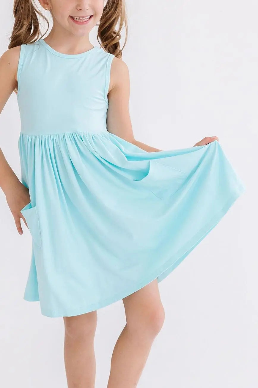 Aqua Tank Pocket Twirl Dress For Toddlers Everyday Comfort Mila & Rose ® Everetts Place: Online Boutique