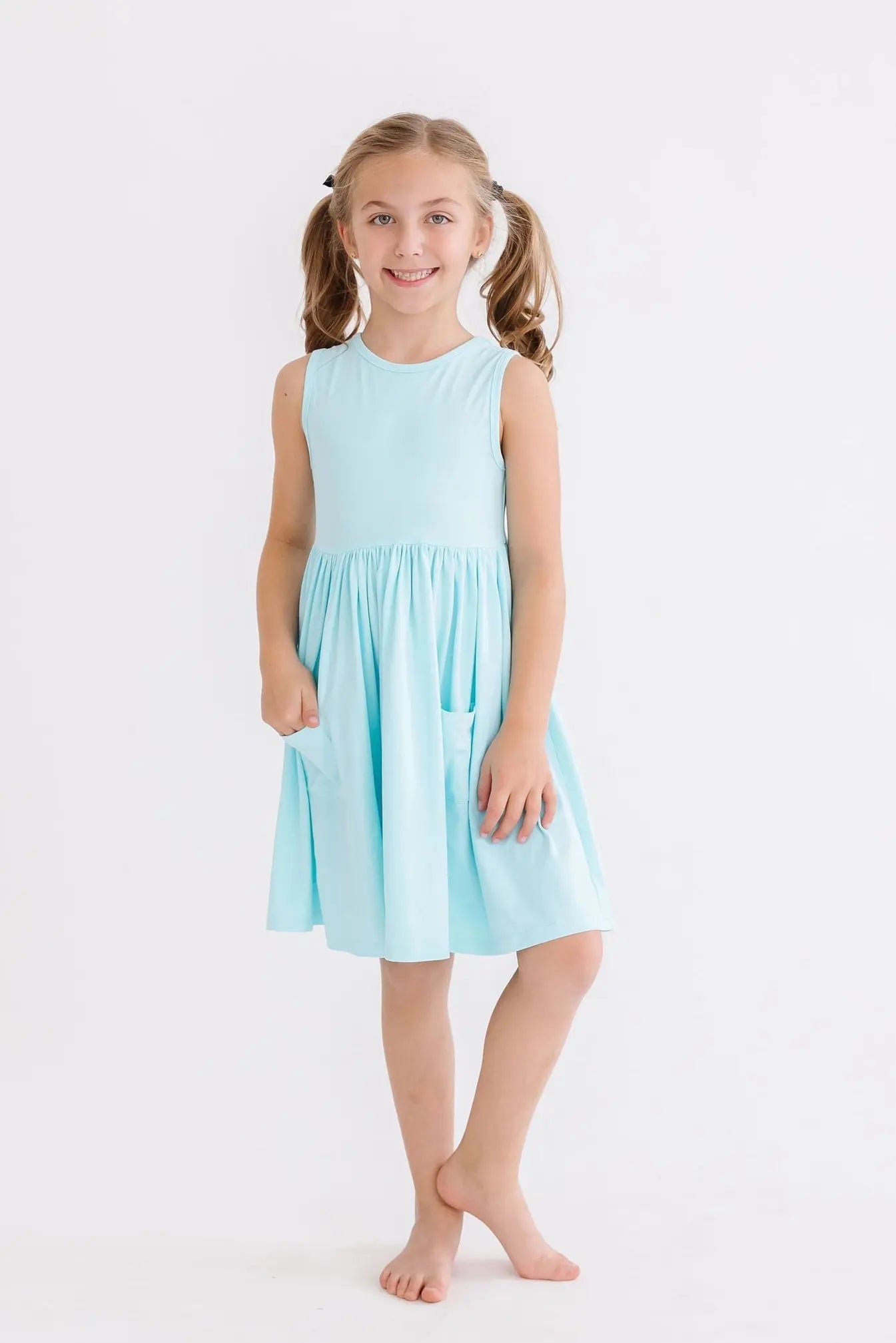 Aqua Tank Pocket Twirl Dress For Toddlers Everyday Comfort Mila & Rose ® Everetts Place: Online Boutique