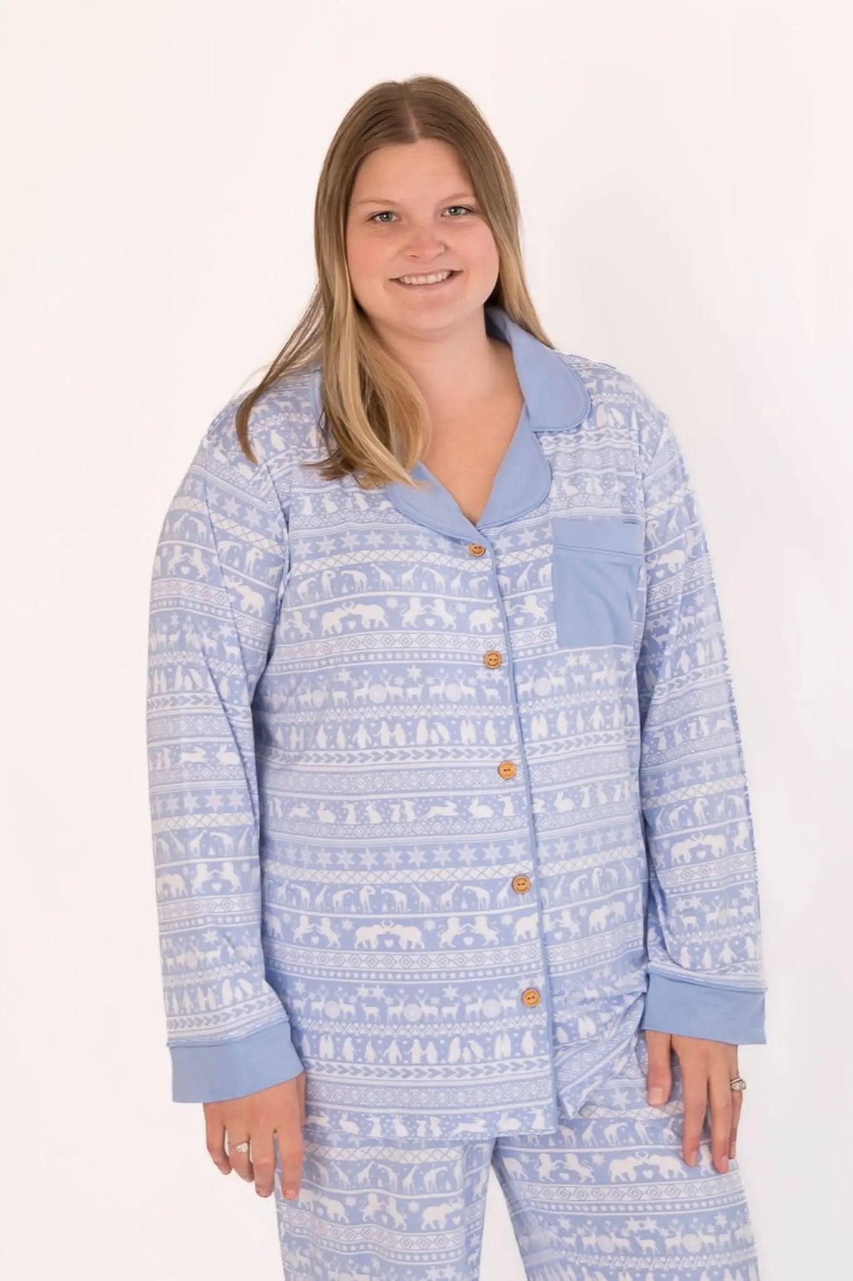 Bubble Baby Arctic Fair Isle | Adult Button Pajama Top - 