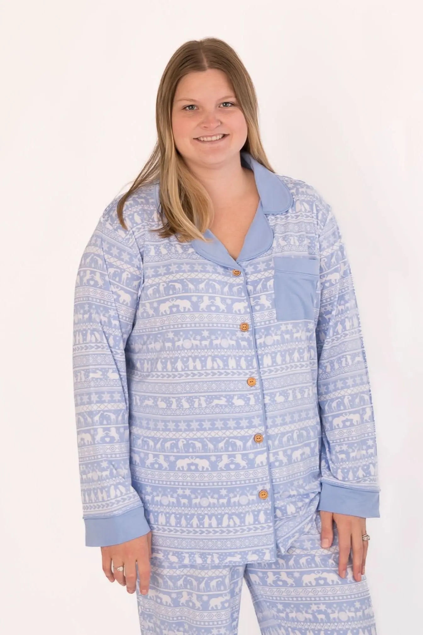 Bubble Baby Arctic Fair Isle | Adult Button Pajama Top - 