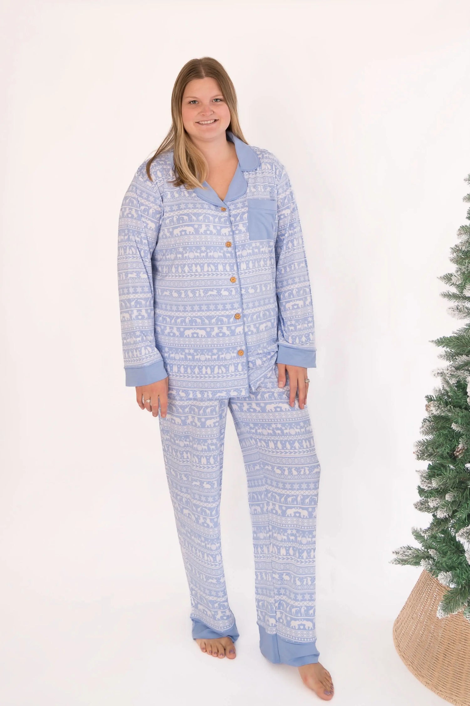 Bubble Baby Arctic Fair Isle | Adult Button Pajama Top - 