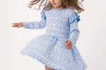 Bubble Baby Arctic Fair Isle | Long Sleeve Flutter Bodysuit Dress - 