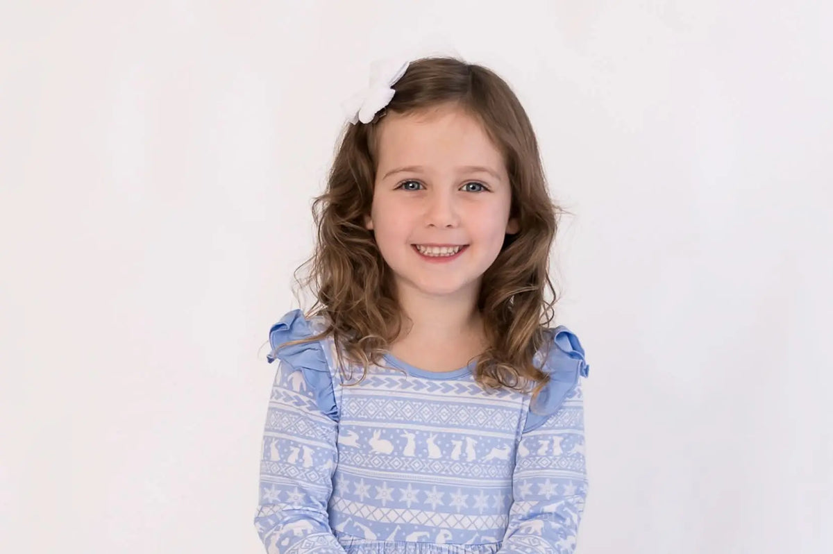 Bubble Baby Arctic Fair Isle| Long Sleeve Toddler Flutter Dress - 
