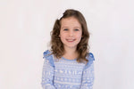 Bubble Baby Arctic Fair Isle| Long Sleeve Toddler Flutter Dress - 