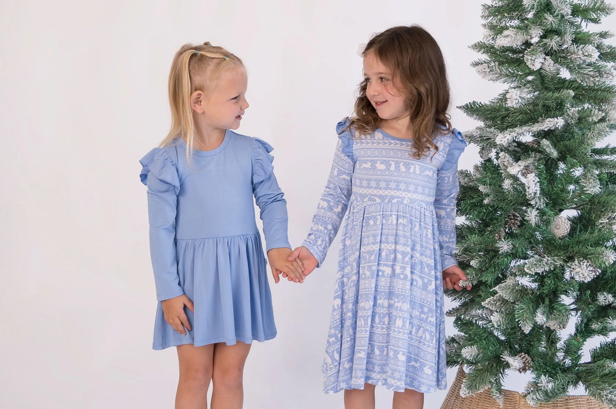 Bubble Baby Arctic | Long Sleeve Flutter Bodysuit Dress - 