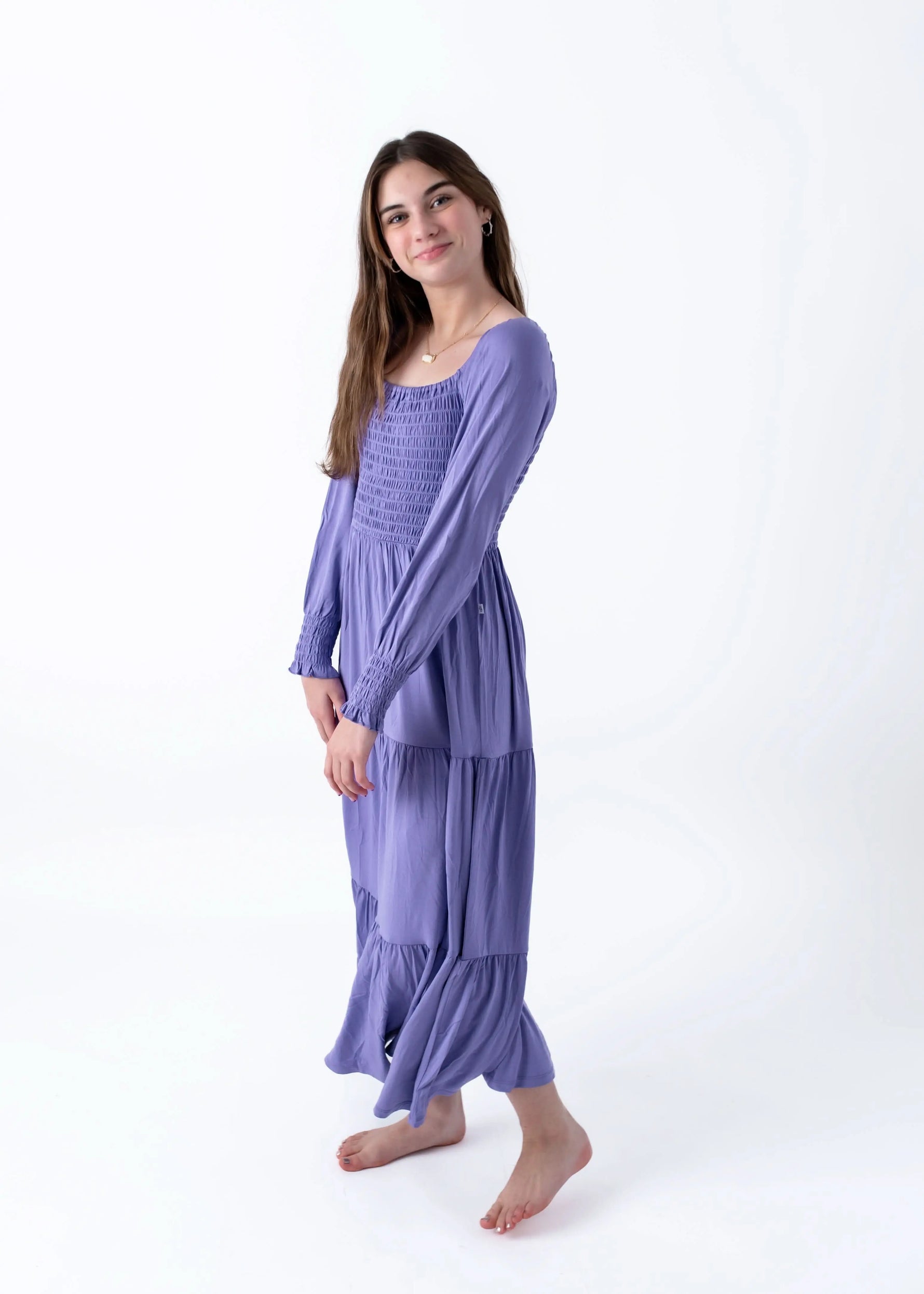 Bubble Baby Aster | Adult Long Sleeve Smocked Dress - 