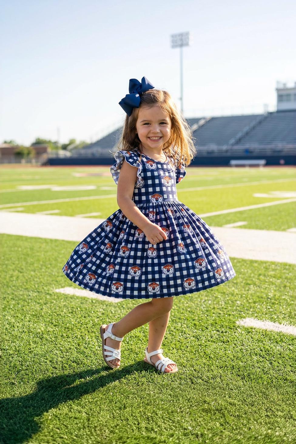 Polyester Blend Twirl Dress - Auburn Plaid by Mila & Rose ® (view 6 of 7)
