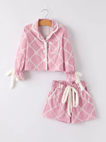 Rylee Faith Designs Autumn Check Bow Girls Lapel Pajamas - Apparel & Accessories > Clothing > Sleepwear & Loungewear > Pajamas Pajamas