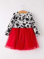 Autumn Cow Pattern Girls Long Sleeve Dress Cozy Everyday Rylee Faith Designs Everetts Place: Online Boutique