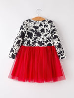 Autumn Cow Pattern Girls Long Sleeve Dress Cozy Everyday Rylee Faith Designs Everetts Place: Online Boutique