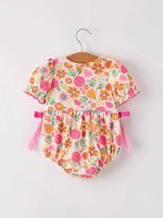 Rylee Faith Designs Autumn Halloween Thanksgiving Pumpkin Embroidery Smock Floral Girls Romper - Apparel & Accessories > Clothing > Baby & Toddler Clothing > Baby One-Pieces Romper