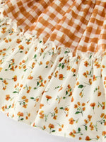 Rylee Faith Designs Autumn Patchwork Floral & Plaid Long Sleeve Girls Dress - 