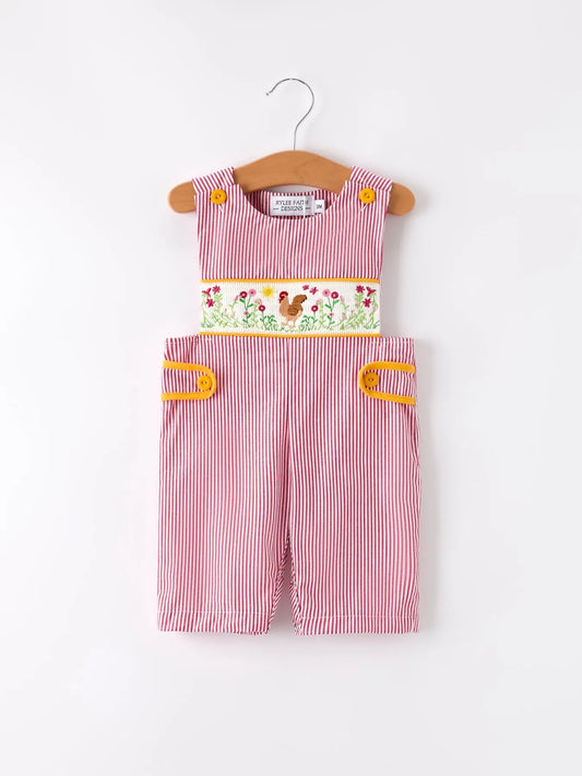 Autumn Rooster Embroidered Boys Smock Romper Toddler Rylee Faith Designs Everetts Place: Online Boutique