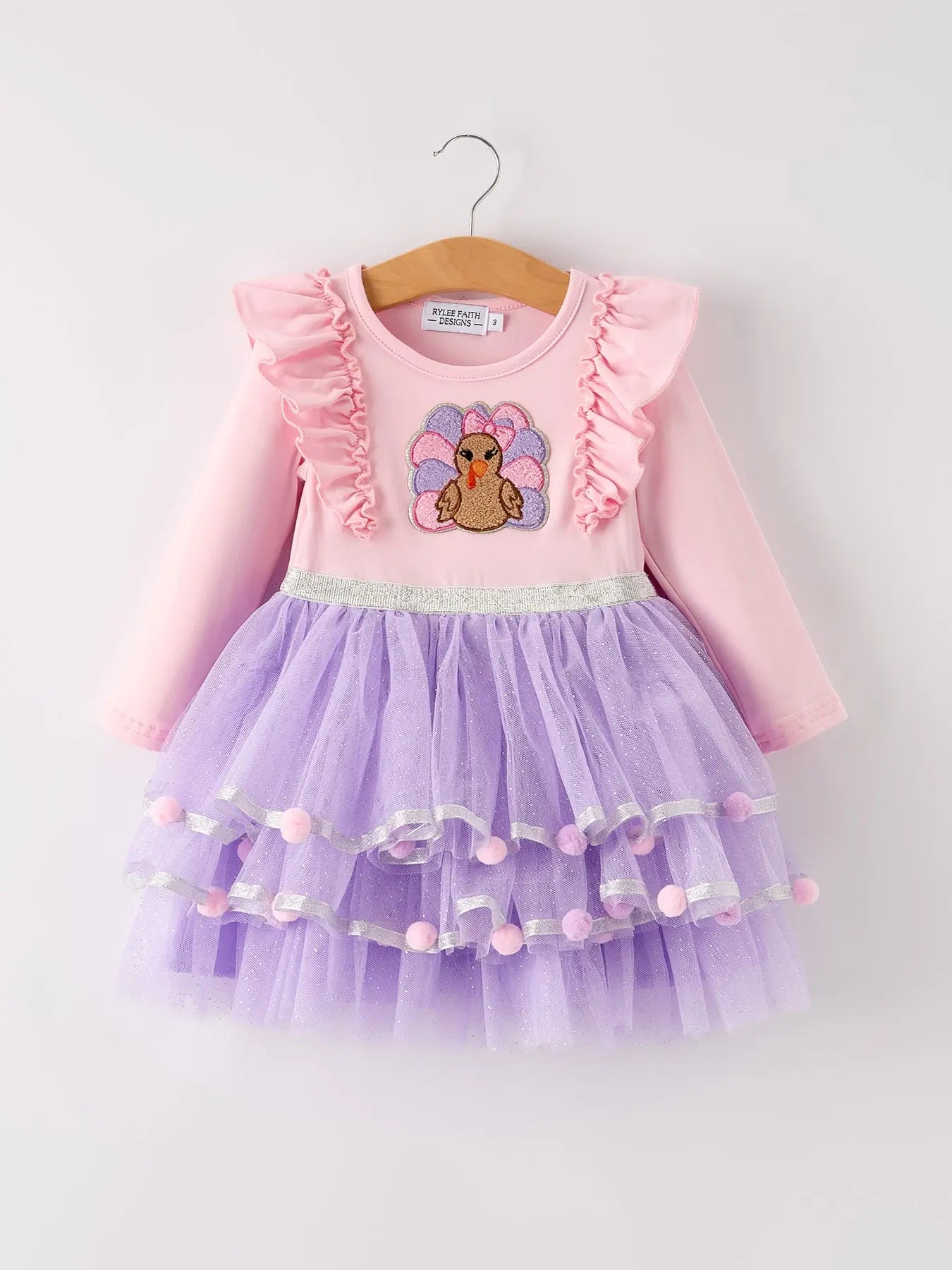 Autumn Thanksgiving Tulle Pink Purple Girls Long Sleeve Dress Rylee Faith Designs Everetts Place: Online Boutique