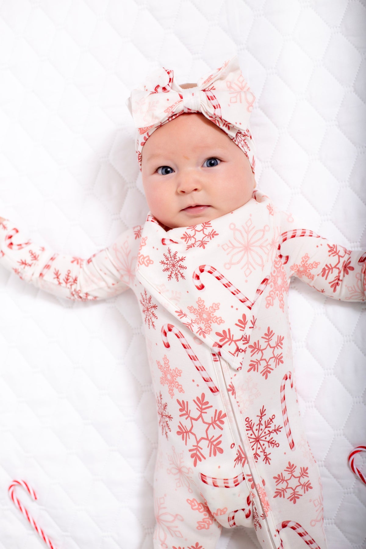 My First Candy Cane Hair Bow in Blue & Peach by Rayn’s Tiny Stitches