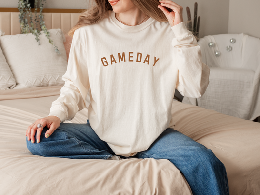 Adult Gameday Crew Comfort Colors Long Sleeve Tee Ivory Little Joy Co. Everetts Place: Online Boutique