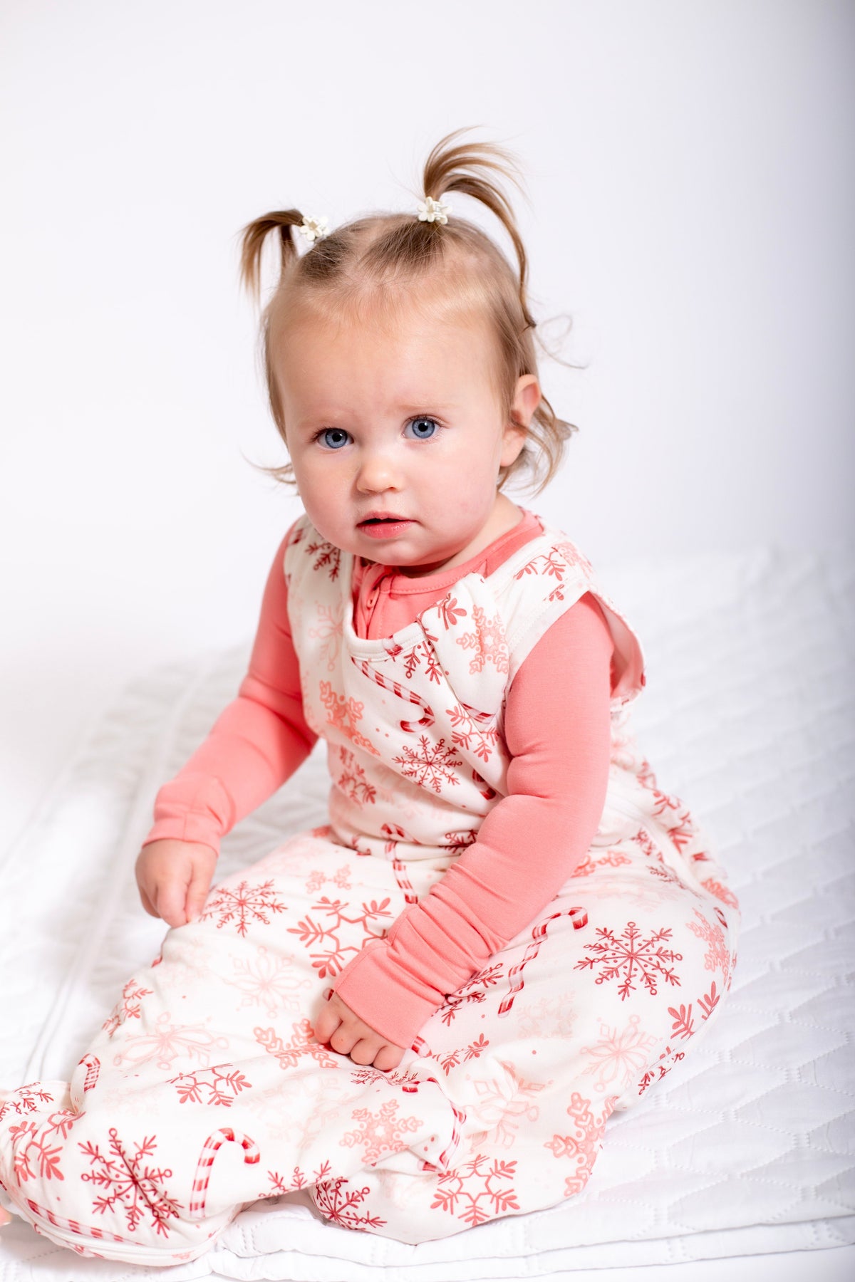 My First Candy Cane Bundle: Bamboo Sleep Sack In Blue & Peach & Free Onesie by Rayn’s Tiny Stitches