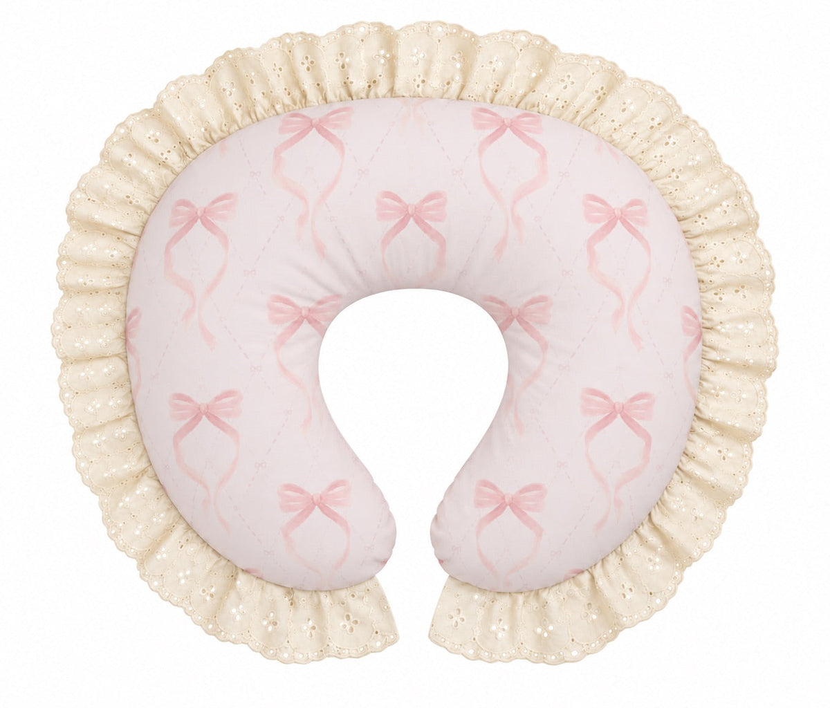 Ivory Eyelet Ruffle Original Nursing Pillow Cover by Little Mae & Co