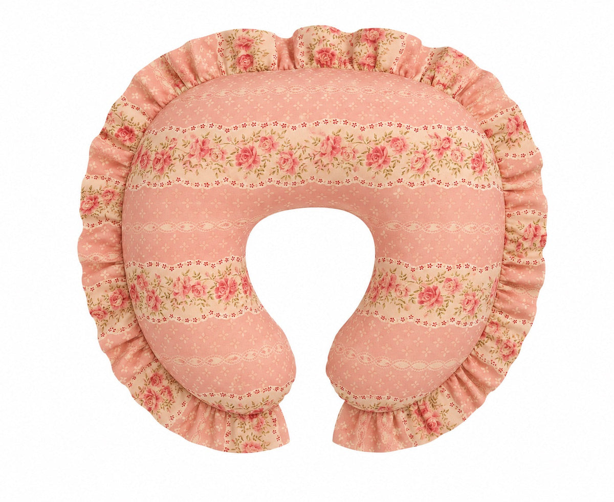 Pink Rose Ruffle Nursing Pillow Cover by Little Mae & Co (view 1 of 2)