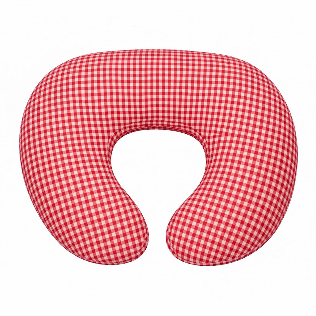 Red Gingham Ruffle Nursing Pillow Cover by Little Mae & Co