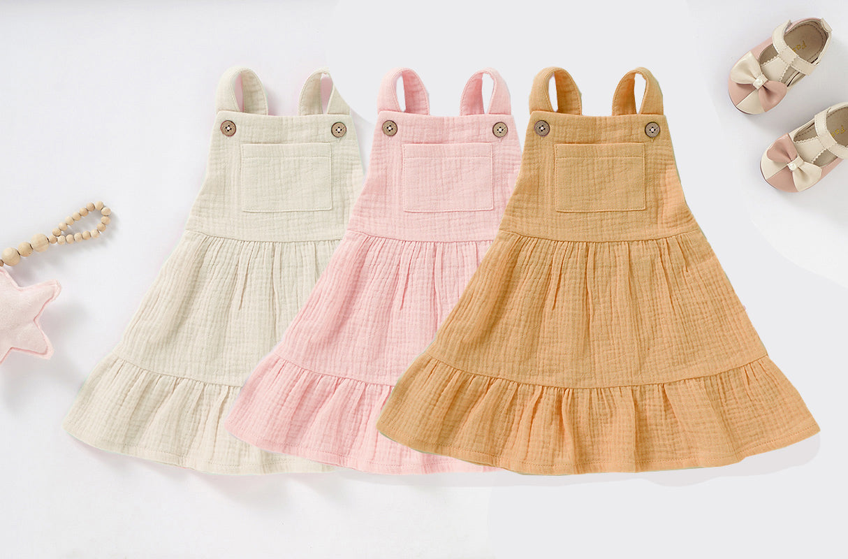 Organic Cotton Muslin Baby Dress - One-piece garment, Textile, Dress, Baby & Toddler Clothing, Pink | Everetts Place