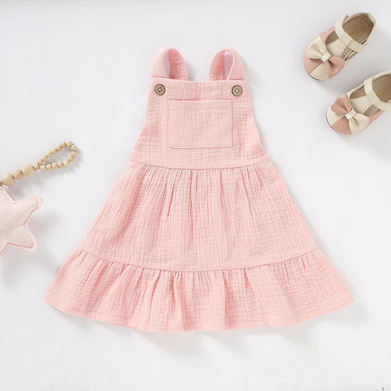 Organic Cotton Muslin Baby Dress, Button Strap by Newcastle Classics