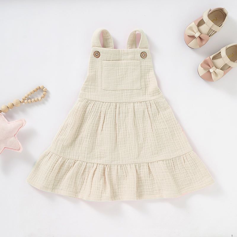 Organic Cotton Muslin Baby Dress 100 Percent Soft Lightweight Button Strap Multiple Colors and Sizes Available Newcastle Classics