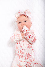 My First Candy Cane Hair Bow in Blue & Peach by Rayn’s Tiny Stitches