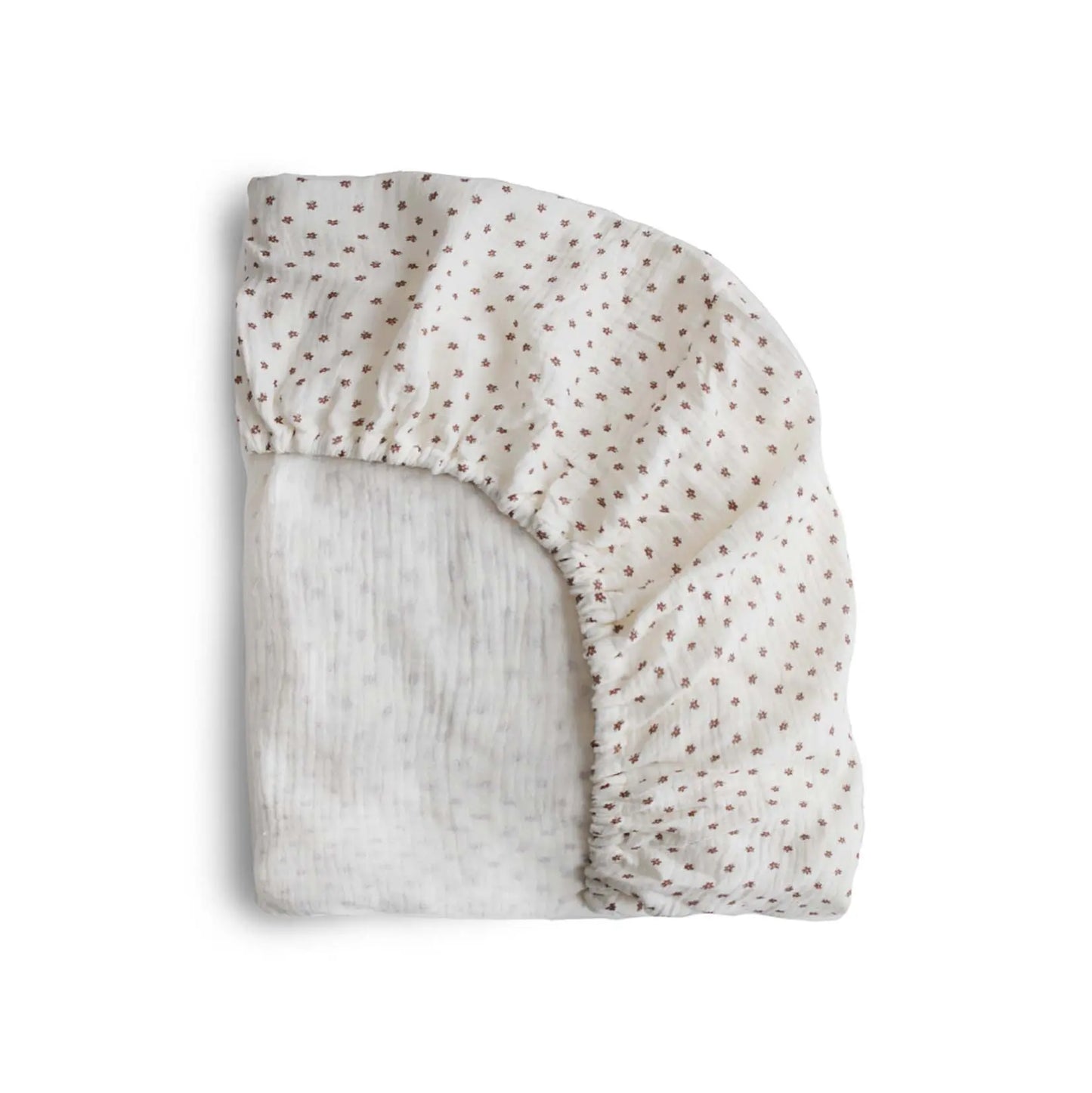 Mini Muslin Crib Sheet 100 Percent Cotton Extra Soft Breathable Fabric Full Elastic Edges Pre-Washed For Softness Mushie