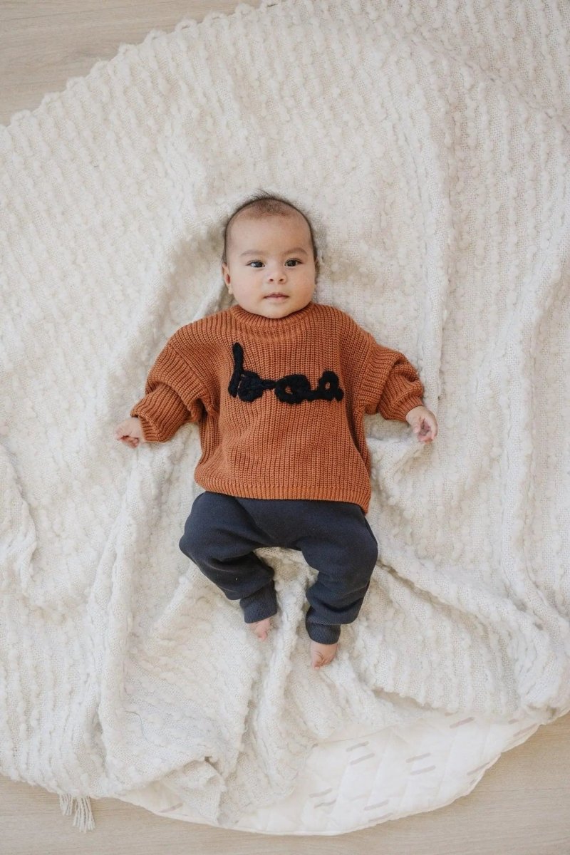Little Joy Co. Little Joy Co. Hand - Embroidered BOO Chunky Knit Sweater For Kids - Everetts Place Boutique - 