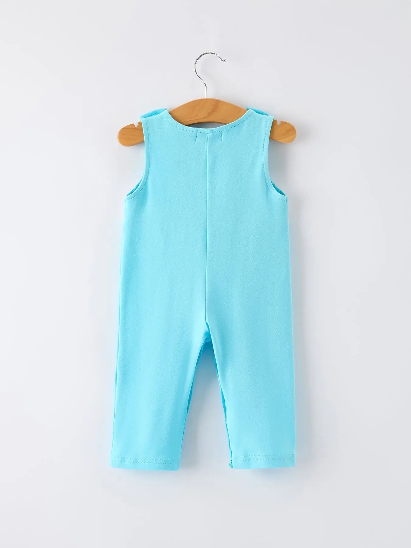 Rylee Faith Designs Baby Boy Baseball Romper – Blue Sleeveless Sports Outfit with Embroidery - 