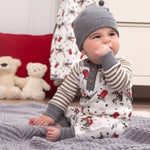 Baby Boy Cowboy Western Henley Bamboo Romper With Snaps Neck Guard Tesa Babe 