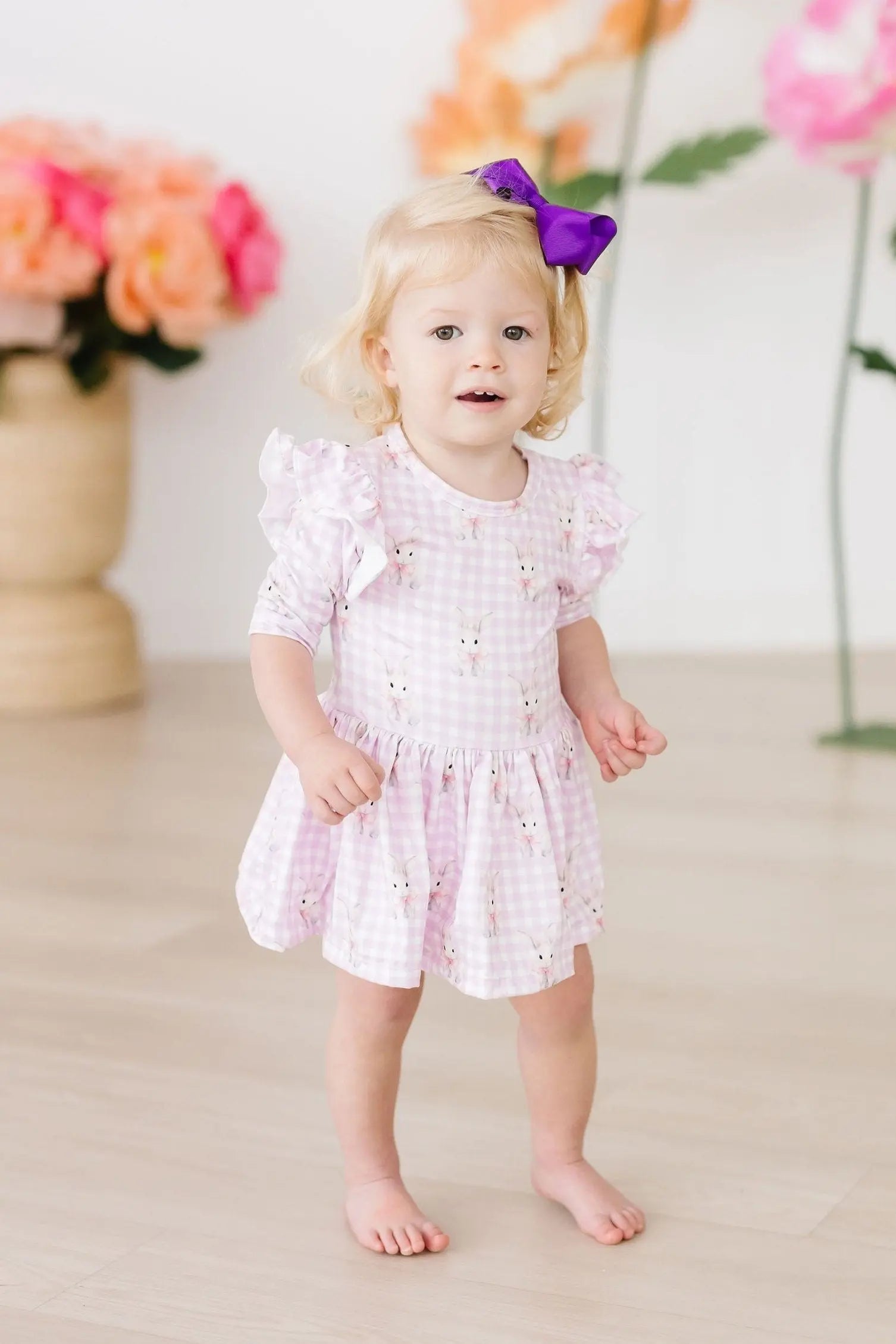 Mila & Rose ® Baby Bunnies 3/4 Sleeve Flutter Twirl Bodysuit - 
