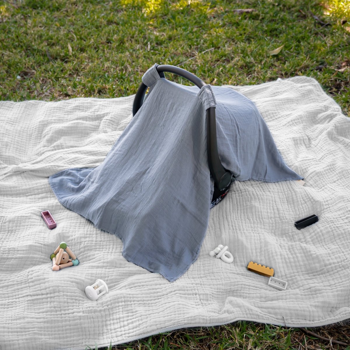 Comfy Cubs Baby Car Seat Cover Pacific Blue Breathable Bamboo Rayon - Everetts Place Boutique - 