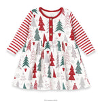 Tesa Babe Baby Girl Christmas Tree Henley Dress Red Stripe Sleeves - Apparel & Accessories > Clothing > Baby & Toddler Clothing > Baby & Toddler Dresses Baby Girl Clothes