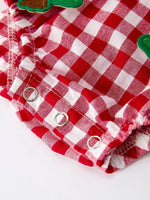 Baby Girls Christmas Romper Red Plaid Tree Bow Accents Rylee Faith Designs Everetts Place Boutique
