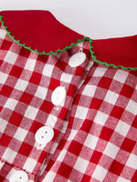 Baby Girls Christmas Romper Red Plaid Tree Bow Accents Rylee Faith Designs Everetts Place Boutique