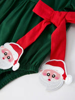 Baby Girls Holiday Outfit Santa Bow Green Christmas Romper Rylee Faith Designs Everetts Place Boutique
