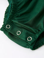 Baby Girls Holiday Outfit Santa Bow Green Christmas Romper Rylee Faith Designs Everetts Place Boutique
