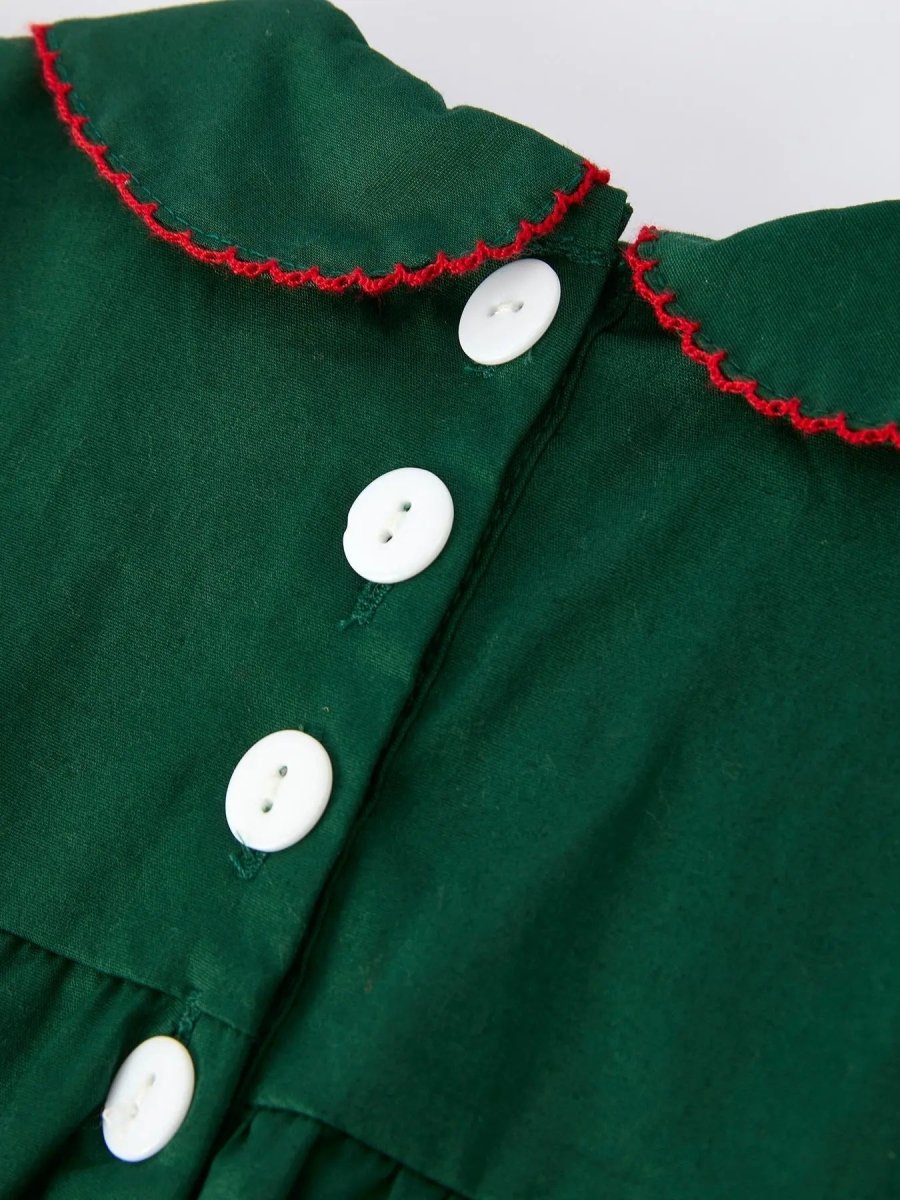 Baby Girls Holiday Outfit Santa Bow Green Christmas Romper Rylee Faith Designs Everetts Place Boutique