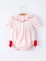 Rylee Faith Designs Baby Girls' Plaid Smocked Strawberry Applique Romper - 