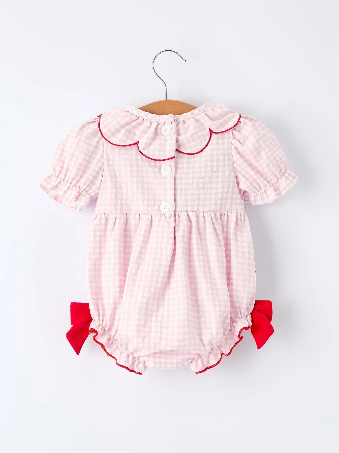 Rylee Faith Designs Baby Girls' Plaid Smocked Strawberry Applique Romper - 