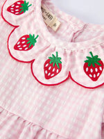 Rylee Faith Designs Baby Girls' Plaid Smocked Strawberry Applique Romper - 