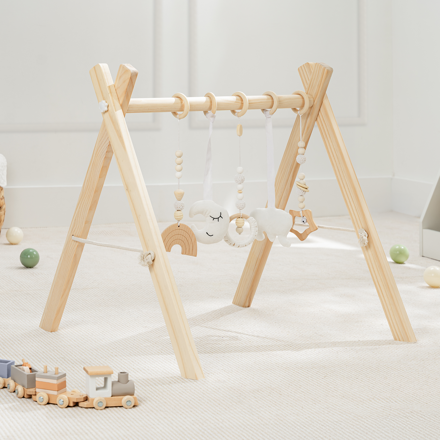 Baby Play Gym Natural NZ Pinewood for Development and Safety Comfy Cubs Everetts Place: Online Boutique